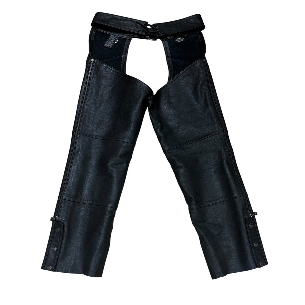 HARLEY DAVIDSON Chaps XL Black Leather Motorcycle Riding 98090 06VM